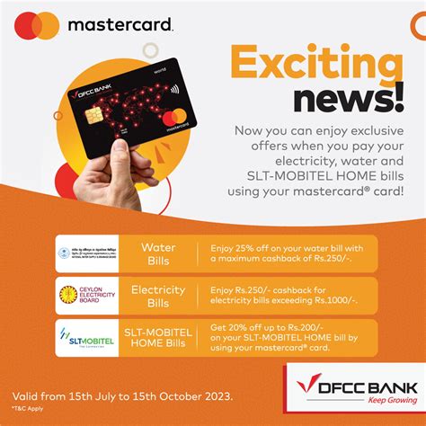 Utility Bill Cashback Offers With Dfcc Mastercard Credit Cards Offers Lk