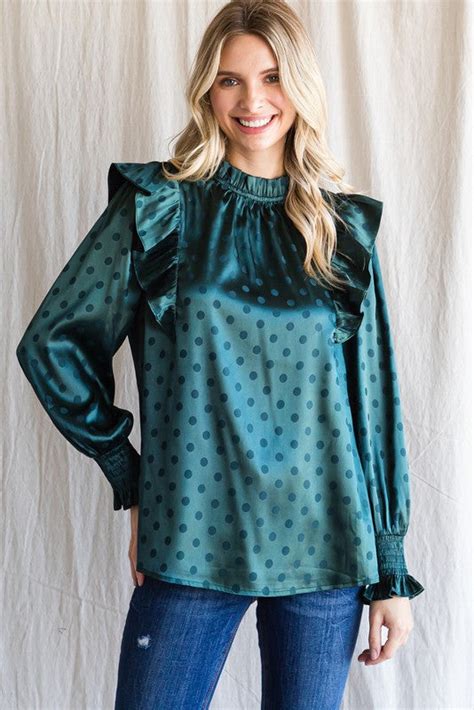 Polka Dot Satin Blouse The Spunky Goose