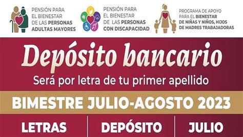 Calendario De Pago De Pensiones De Bienestar De Julio 2023