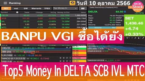 สอง BANPU VGI ซอไดยง Top5 Money In DELTA SCB IVL SIRI MTC วนน