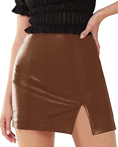 I Tested The Versatility Of The Brown Faux Leather Mini Skirt And Here