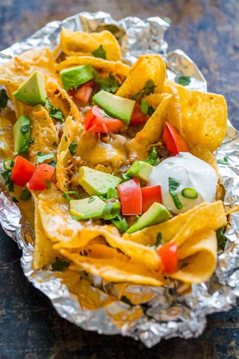 Foil Pack Baked Nachos Recipe NatashasKitchen