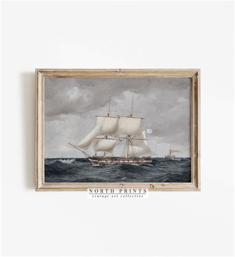 Vintage Ship Ocean Painting Nautical Seascape Wall Art Decor - Etsy