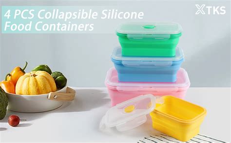 Amazon XTKS Set Of 4 Collapsible Foldable Silicone Food Storage