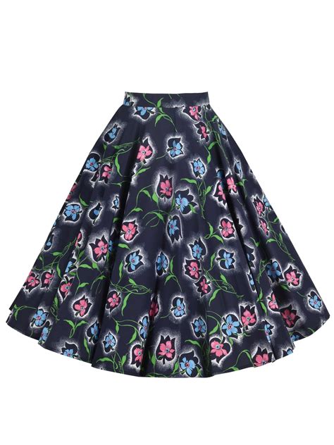 1950s Circle Skirt Floral Spray Blue From Vivien Of Holloway