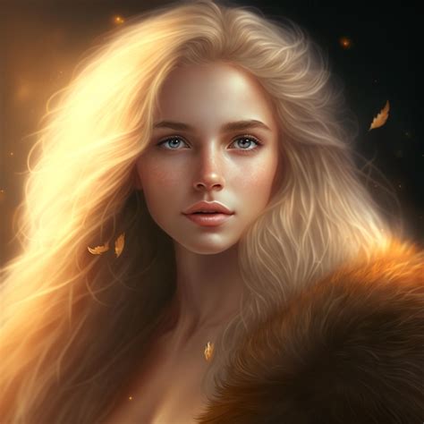 Premium Photo Blonde Girl Character With Long Hair In Golden Light