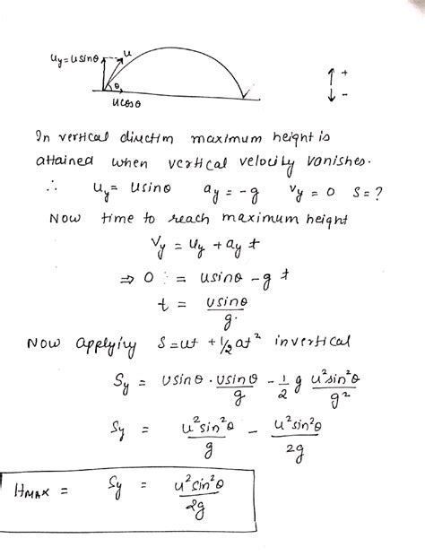 Derive the formula for maximum height of projectile using the equation: s= ut+1/2a(t)^2 Take ...