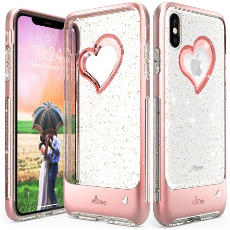 VENA IPhone Xs Max Glitter Case VLove Heart Shape CornerGuard