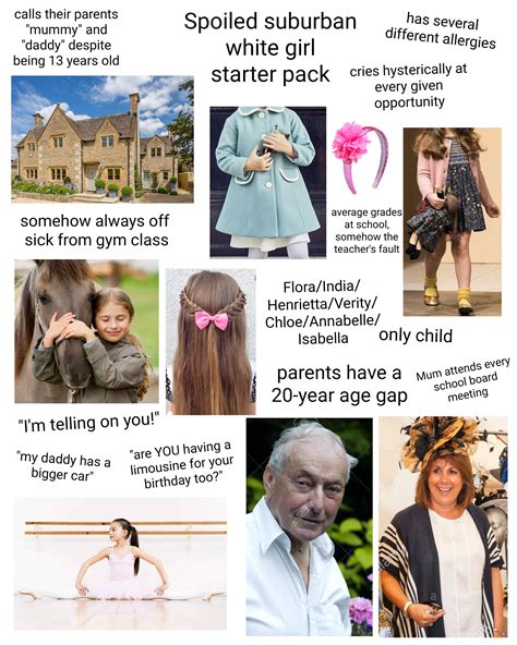 Spoiled Suburban White Girl Starter Pack R Starterpacks Starter Packs Know Your Meme