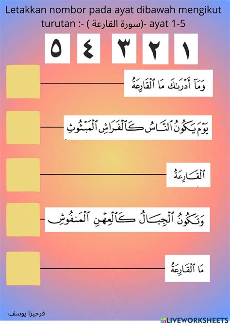 Surah al-Qariah (1-5) worksheet | Live Worksheets