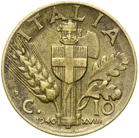 Italien Vittorio Emanuele III Münze 10 Centesimi 1940 R XVIII