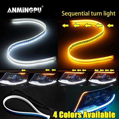 Anmingpu Pair Bright Flexible Drl Led Strip Turn Signal White Yellow