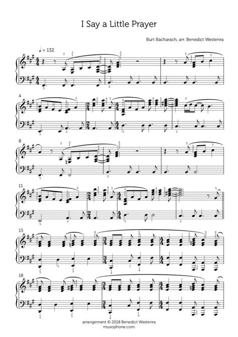 Aretha Franklin “i Say A Little Prayer” Intermediate Piano Arrangement