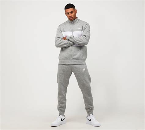 Nike Colourblock 2 Fleece Tracksuit Dark Grey Heather White Footasylum