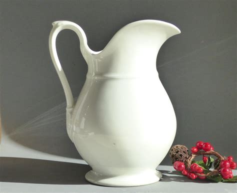 Vintage White Pitcher Large White Pitcher Large White Etsy Uk