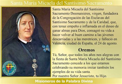 MISIONEROS DE LA PALABRA DIVINA SANTORAL SANTA MARÍA MICAELA DEL