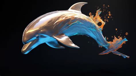 Premium AI Image | Photo of a dolphin leaping out of the water with a colorful splash of paint