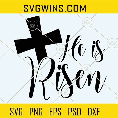 He Is Risen Svg Christian Cross Svg Easter Cross Svg Jesus Svg