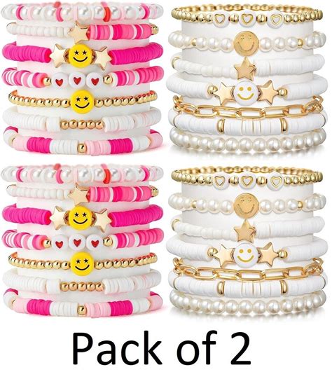 LieToi Preppy Heishi Bracelets Set Jewelry For Women Girls Teens Pack