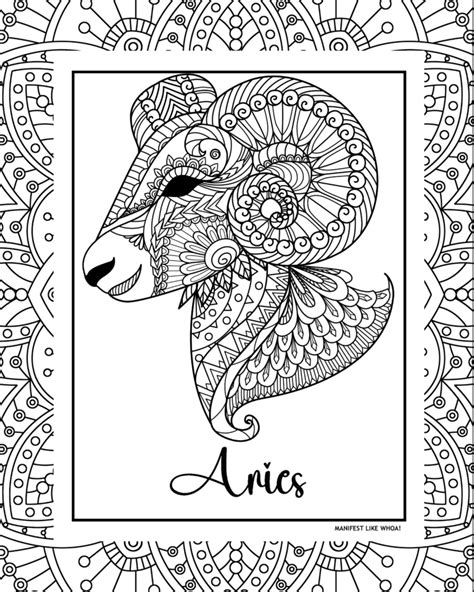 Free Printable Zodiac Sign Adult Coloring Pages 12 Sun Signs