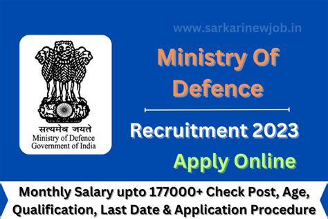 Ministry Of Defence Recruitment 2023 Monthly Salary Upto 177000 Check