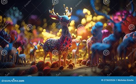 Abstract Fantasy World with Fantasy Animals Colorful Background ...