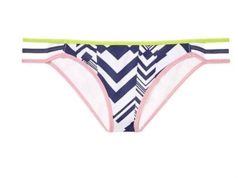 Victoria S Secret Lani Re Effront Bikini Bas Marine Zig Zag Blanc