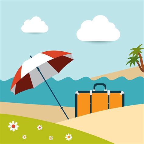 Premium Vector | Summer sunny beach day. Vector illustration.