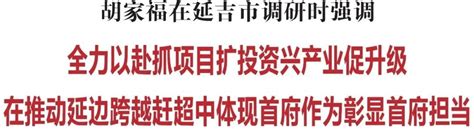 胡家福：全力以赴抓项目扩投资兴产业促升级 在推动延边跨越赶超中体现首府作为彰显首府担当 延吉新闻网