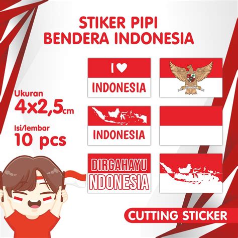 Jual Sticker Pipi Merah Putih Tempelan Pipi Bendera Stiker Thumbler