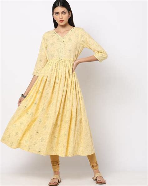 Buy Printed Flared Kurta With Waist Tie Up Online At Best Prices In