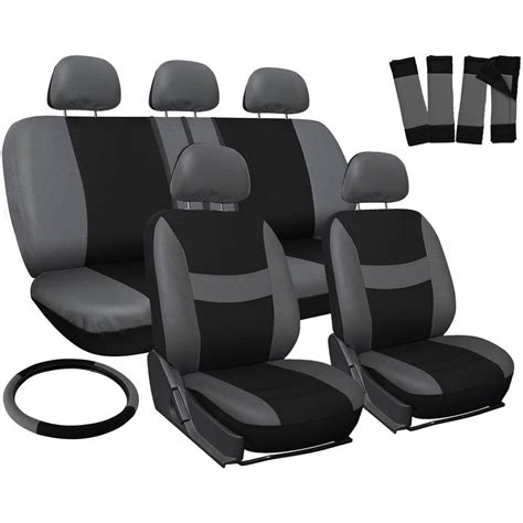 Oxgord 17 Piece Set Flat Cloth Meshauto Seat Covers Set Airbag Compatible Front Low Back