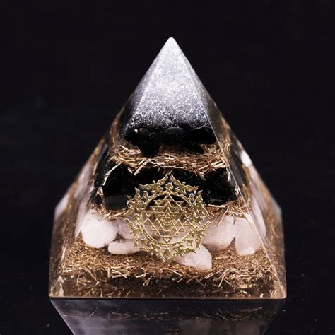 Well Built Orgonite Pyramid With Obsidian And White Crystal Orgone