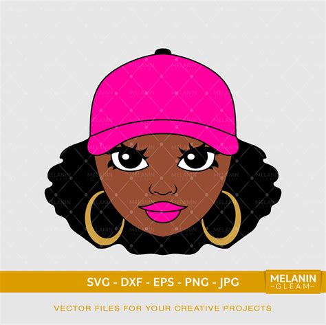 Black Woman Front Cap Melanin Svg Black Woman Svg Afro Etsy