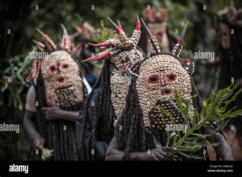 Men Of The Ethnic Group Of The Bamileke With Traditional Masks Dance