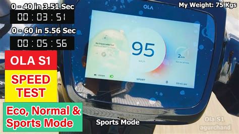 Ola S Speed Test In Eco Normal Sports Mode Youtube