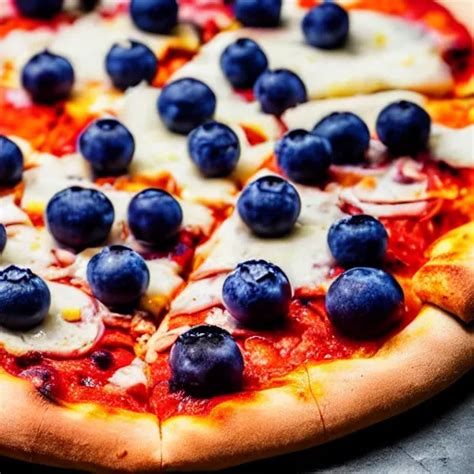 A Delicious Plate Of Pizza With Blueberries On Extra Stable