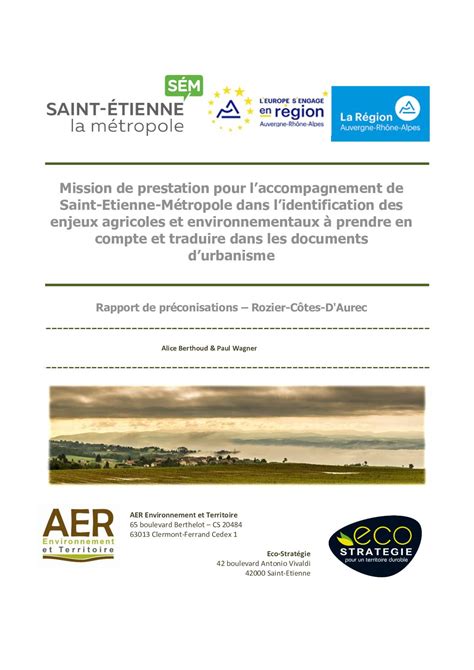 Calam O Rapport Pr Conisations Enjeux Agricoles Et Environnementaux