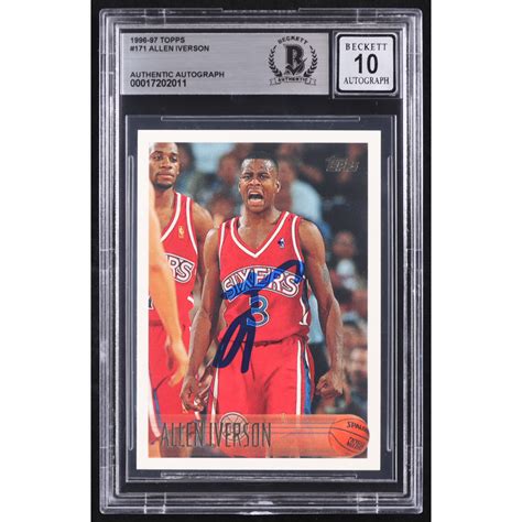 Allen Iverson Signed Topps Rc Bgs Autograph Grade