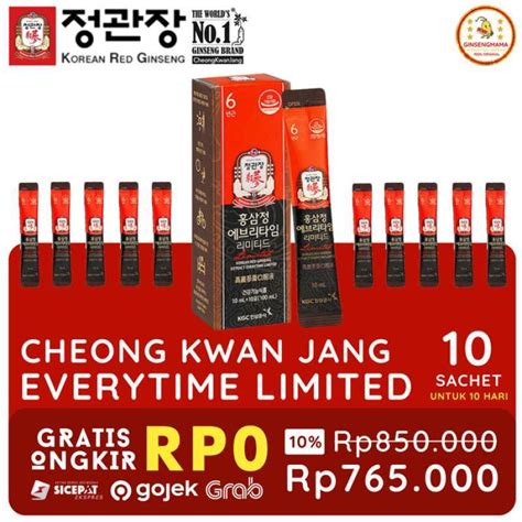 Promo CHEONG KWAN JANG EVERYTIME LIMITED 10 SACHET KOREAN RED GINSENG