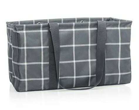 S2 1 Thirty One LARGE Utility Tote In Windowpane Plaid Etsy