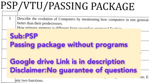 Vtu Psp Nd Sem Exam Passing Package Sept Only For Students Who