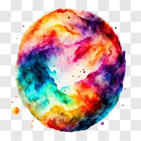 Descarga Pintura Acuarela Colorida De Un Planeta Con Estrellas Y Planetas En El Fondo Pngs En