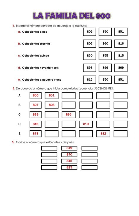 Ficha Online De La Familia Del 800 Para Primero De Primaria Puedes