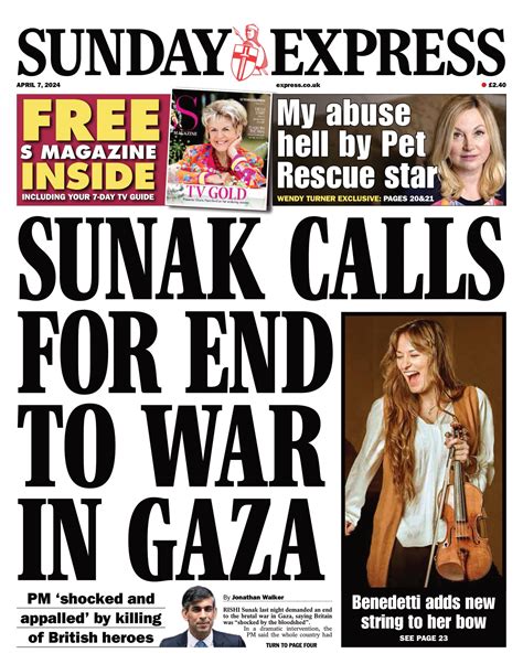 Sunday Express Front Page 7th Of April 2024 Tomorrows Papers Today