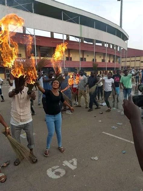 Benue Youths Wash The Ground As Buhari Leaves Makurdi Burn Brooms