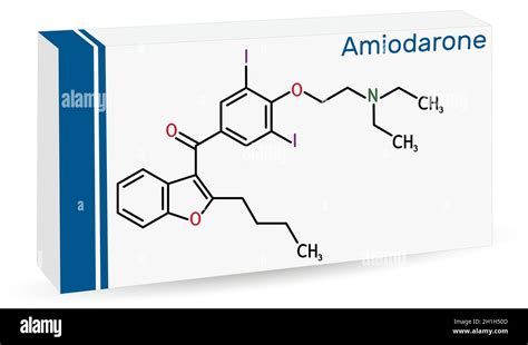 Amiodarone Molecule It Is Antiarrhythmic Vasodilatory Cardiovascular Drug Skeletal Chemical