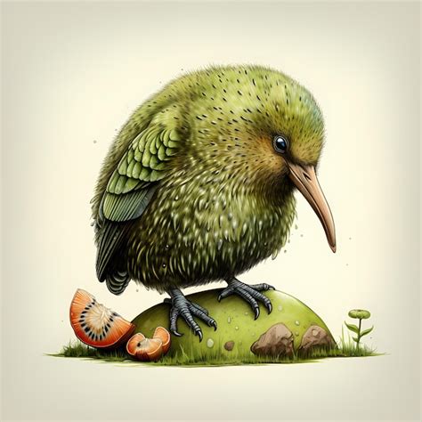 Premium AI Image | Flightless Beauty Delicate Illustration of a Kiwi Bird in Monochrome