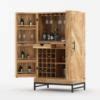 Fredericton Rustic Industrial Tall Bar Cabinet With Wine Storage