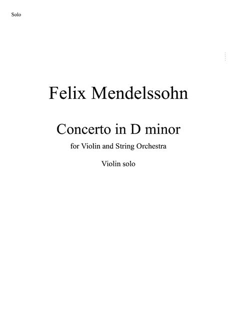 Violin Concerto in D minor, MWV O 3 (Mendelssohn, Felix) - IMSLP